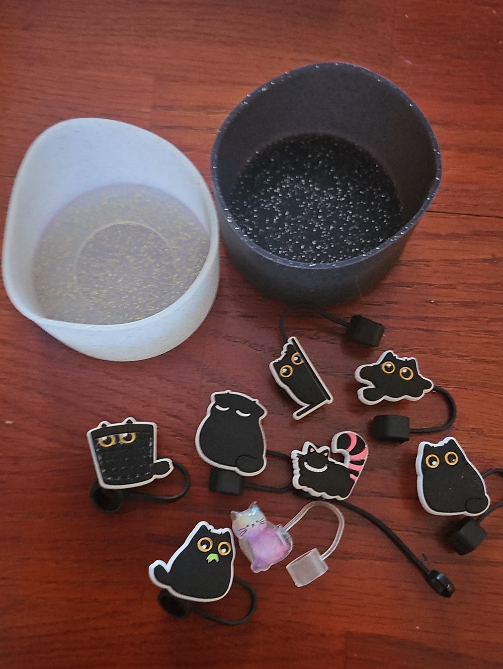 Black Cat Phone Cable Protectors and Dust Plugs - Set of 9